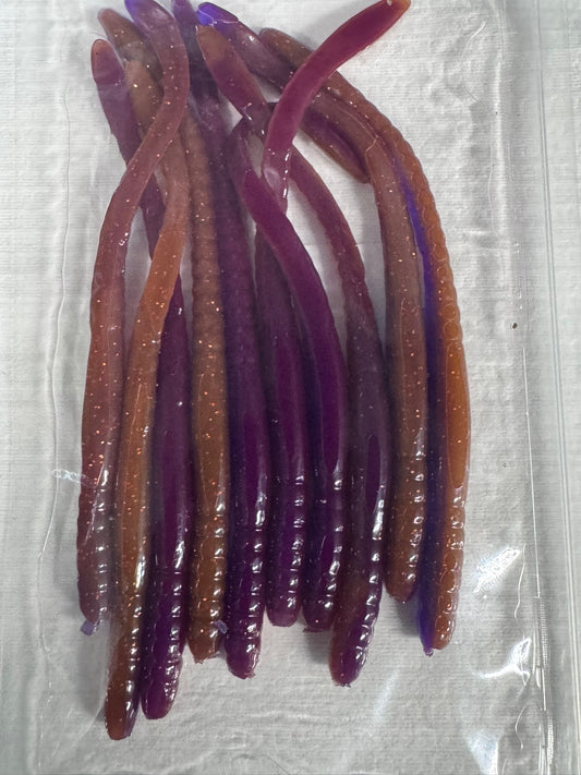 6" Trick Worm Soft Plastic 1Bag qty10 (PB&J color)