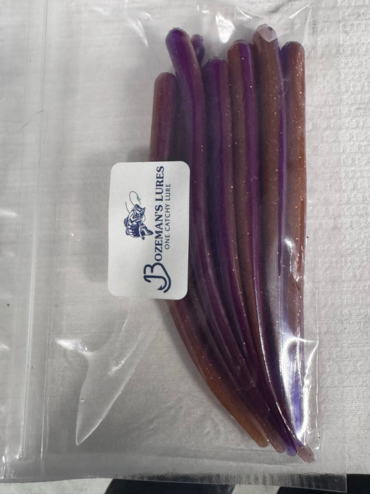 6" PB&J Skinny Carrot soft plastic worm 1 Bag Qty10