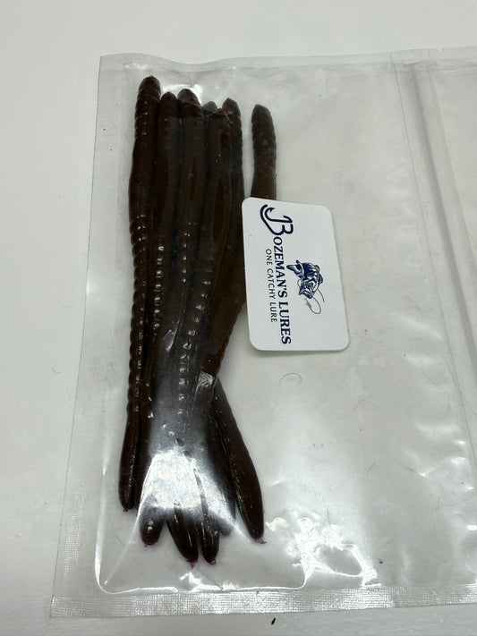 6" Black Finesse worm 10 Pack