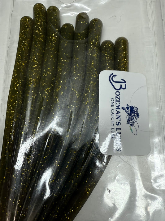 6" Skinny Carrot Worm 10 PACK Green Swamp Gold
